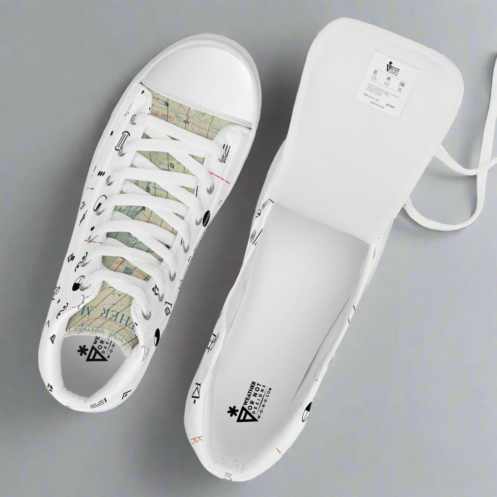 Weather Map Symbols Men’s High Top Canvas Shoes