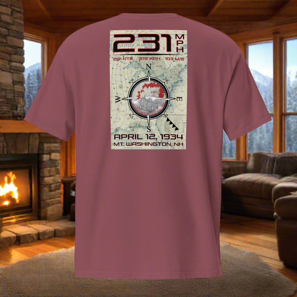 231 mph Wind on Mt. Washington, NH - Pocket T-Shirt
