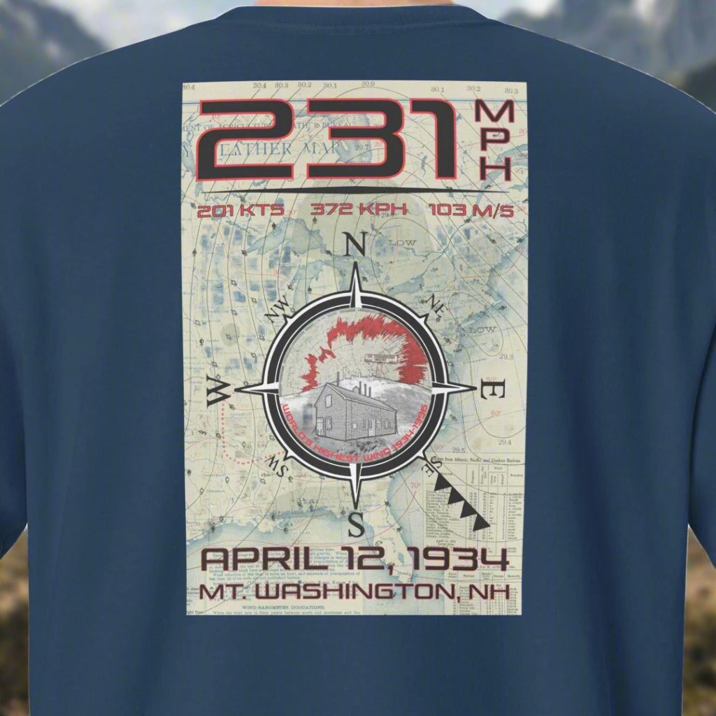 231 mph Wind on Mt. Washington, NH - Pocket T-Shirt