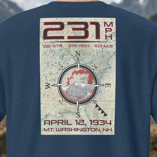 231 mph Wind on Mt. Washington, NH - Pocket T-Shirt