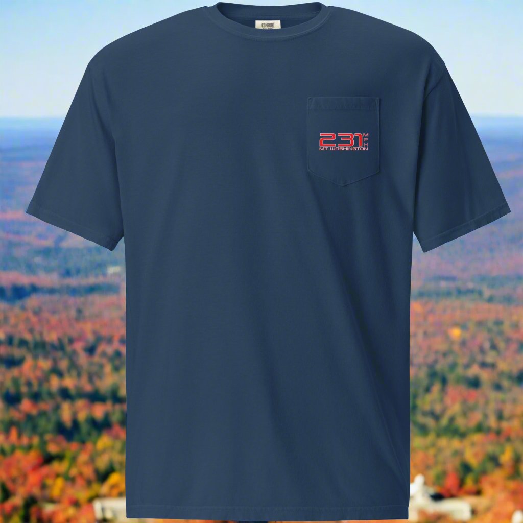 231 mph Wind on Mt. Washington, NH - Pocket T-Shirt
