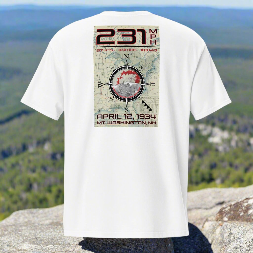 231 mph Wind on Mt. Washington, NH - Pocket T-Shirt