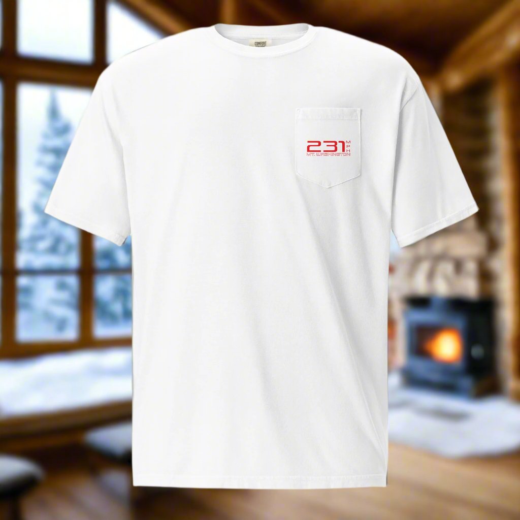 231 mph Wind on Mt. Washington, NH - Pocket T-Shirt
