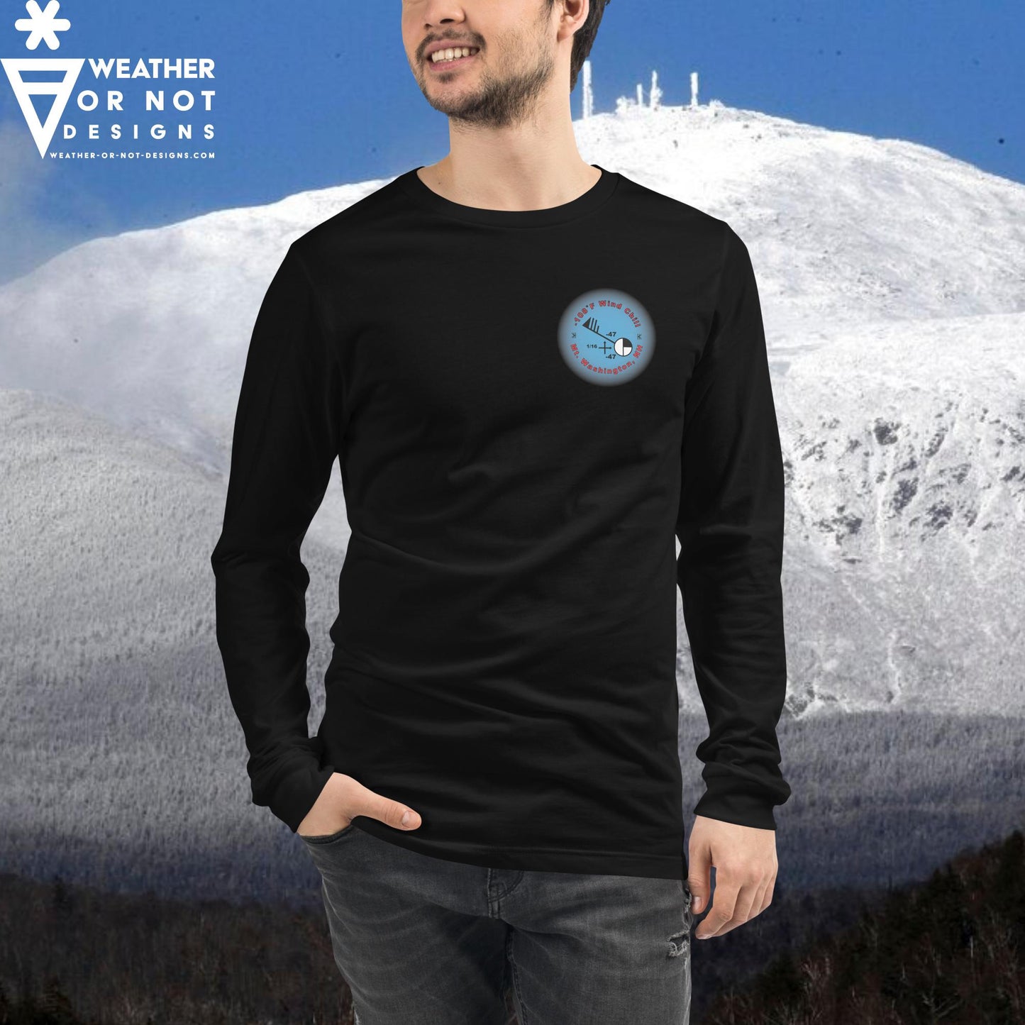 -108˚F Wind Chill Mt. Washington (back) Long Sleeve Tee