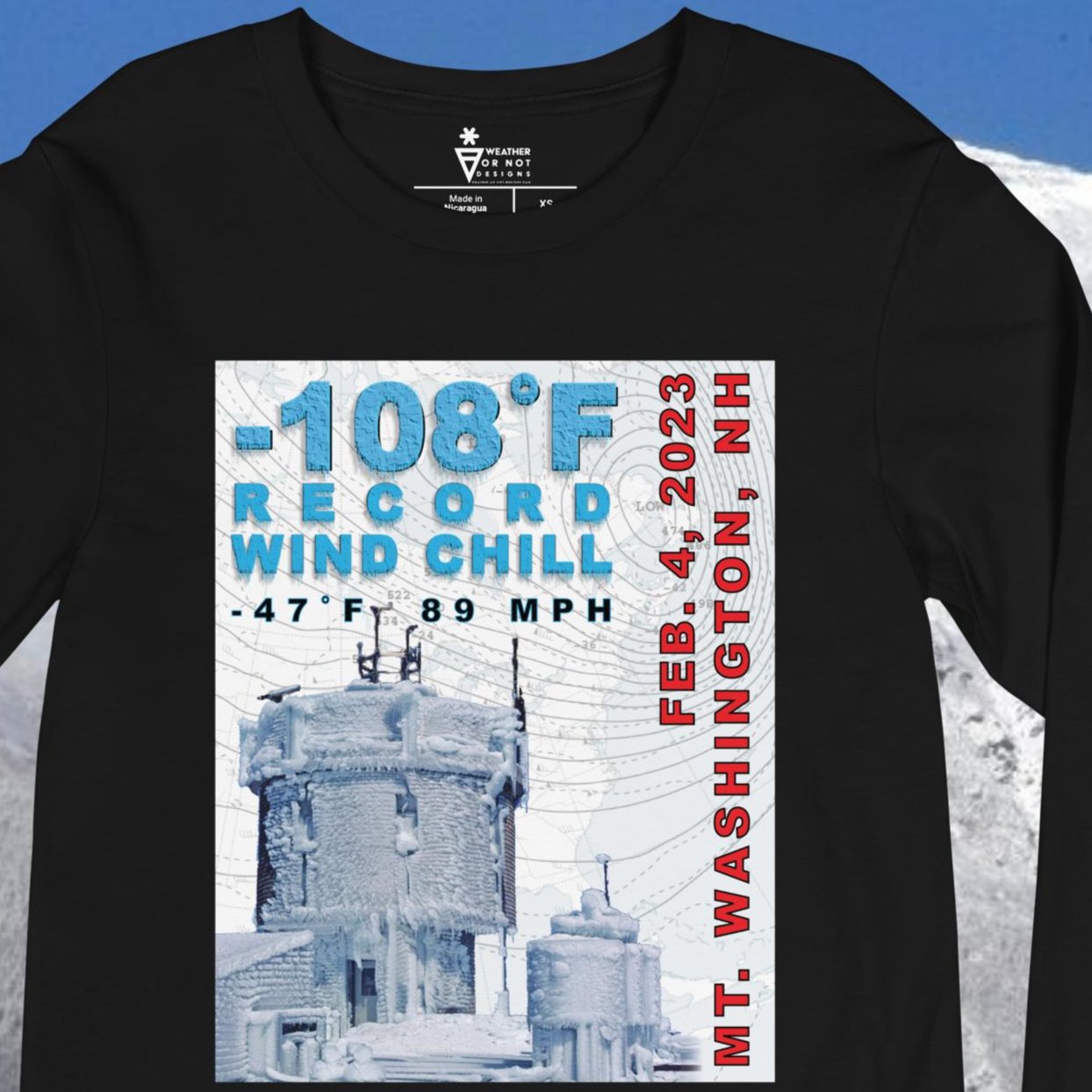 -108˚F WIND CHILL MT. WASHINGTON (front) Long Sleeve Tee