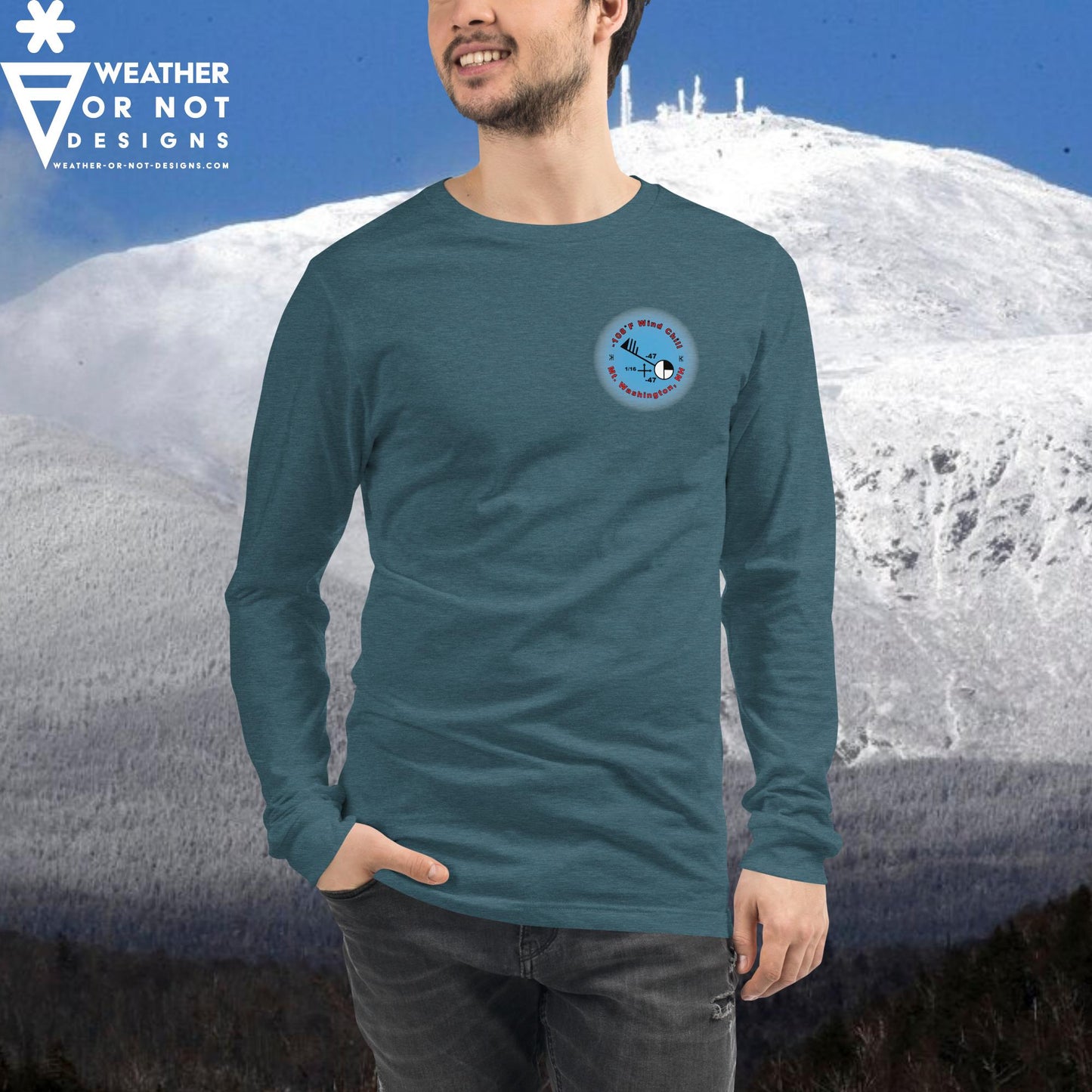 -108˚F Wind Chill Mt. Washington (back) Long Sleeve Tee