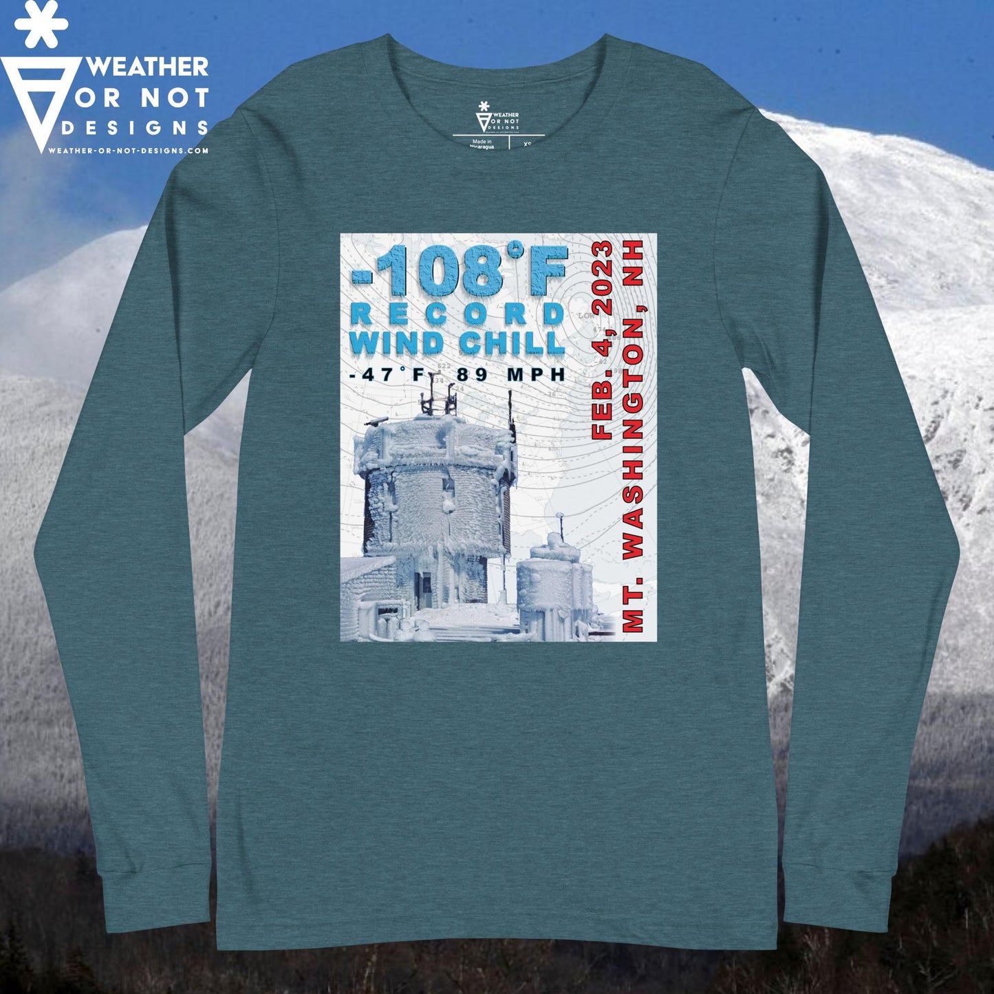 -108˚F WIND CHILL MT. WASHINGTON (front) Long Sleeve Tee