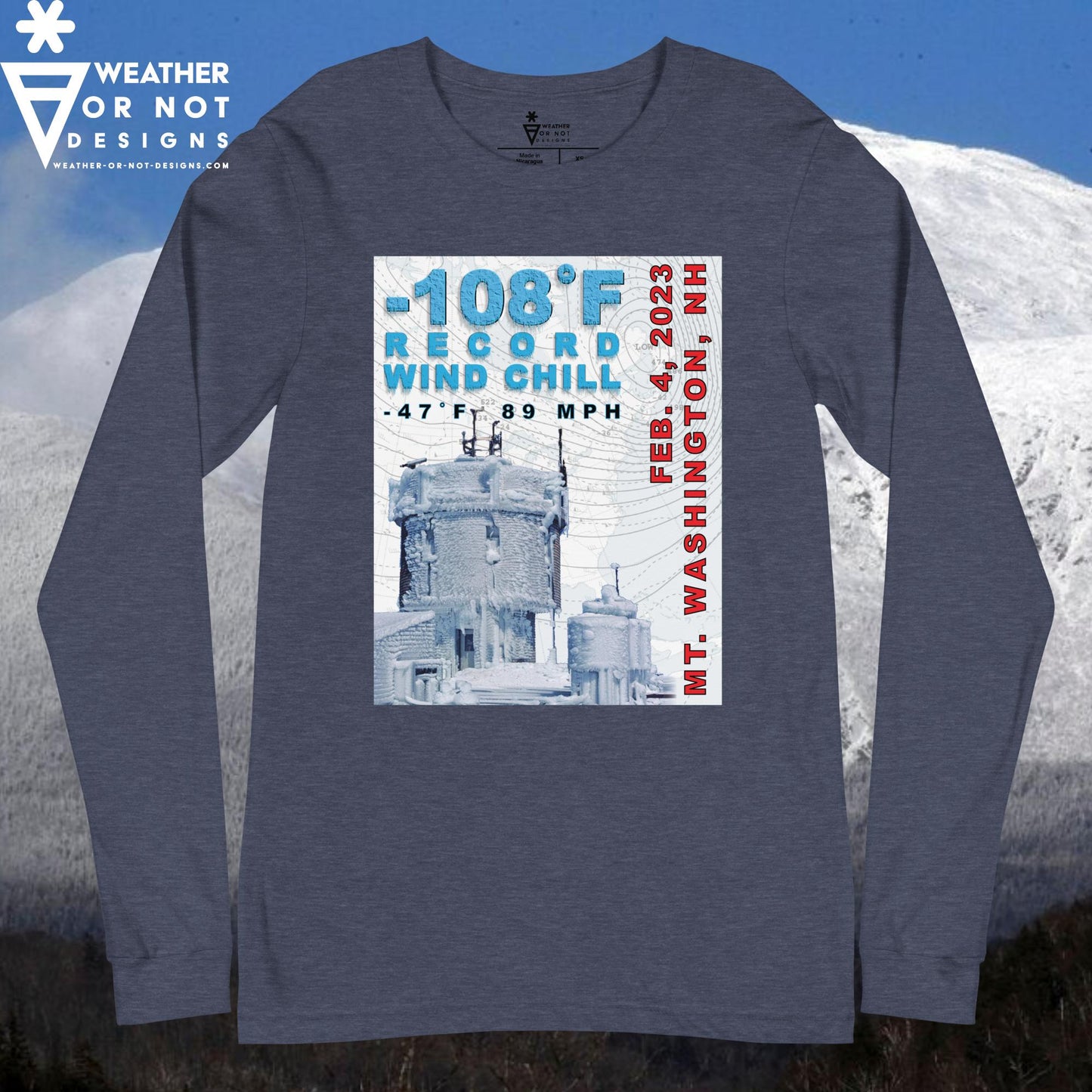 -108˚F WIND CHILL MT. WASHINGTON (front) Long Sleeve Tee