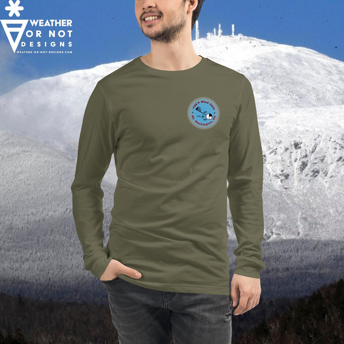 -108˚F Wind Chill Mt. Washington (back) Long Sleeve Tee
