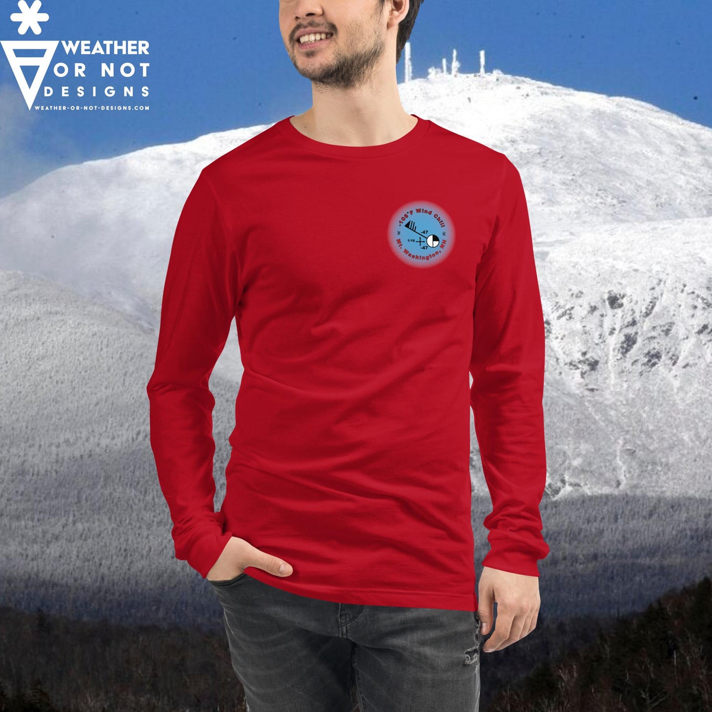 -108˚F Wind Chill Mt. Washington (back) Long Sleeve Tee