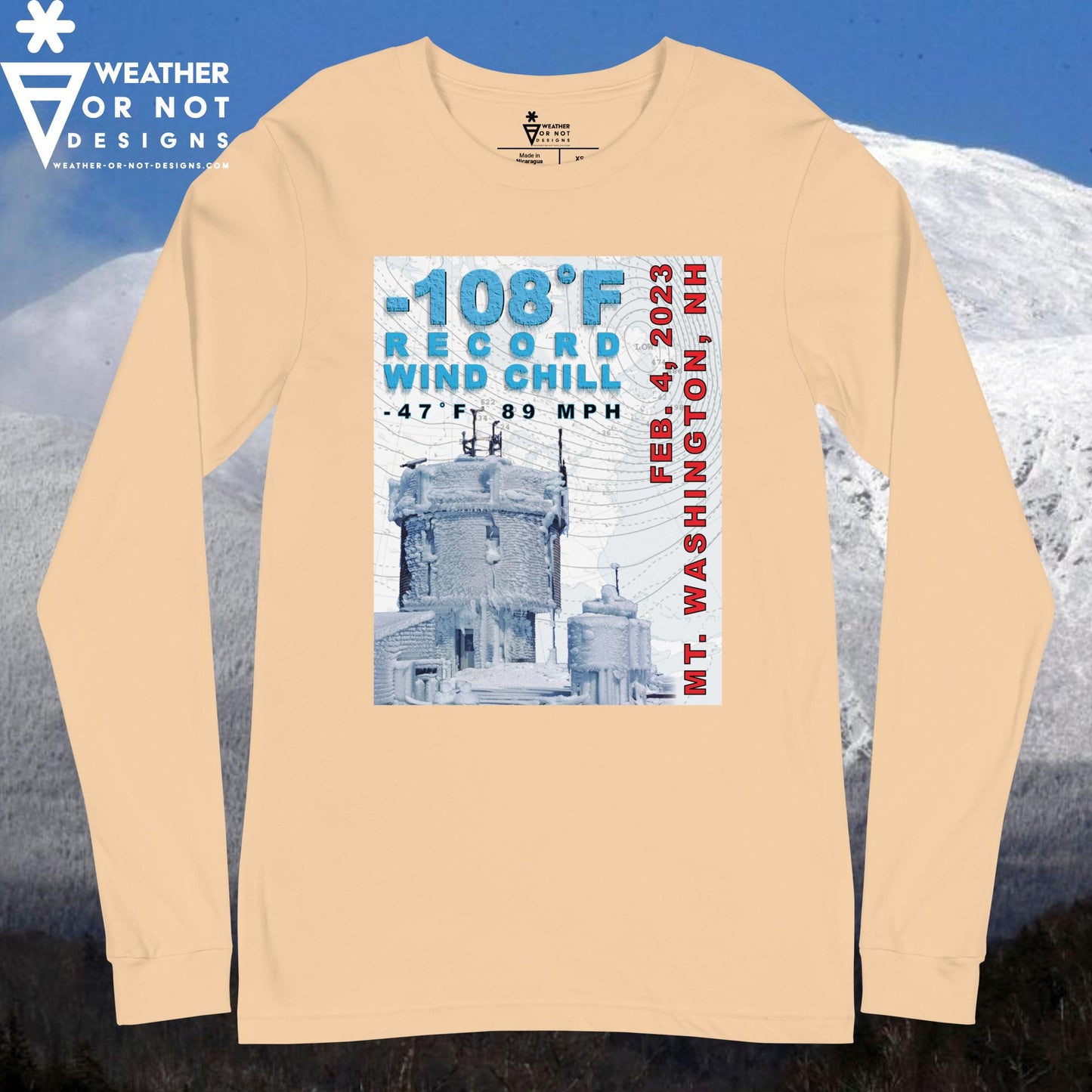 -108˚F WIND CHILL MT. WASHINGTON (front) Long Sleeve Tee