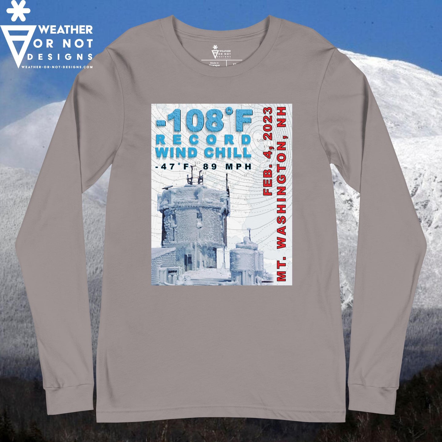 -108˚F WIND CHILL MT. WASHINGTON (front) Long Sleeve Tee