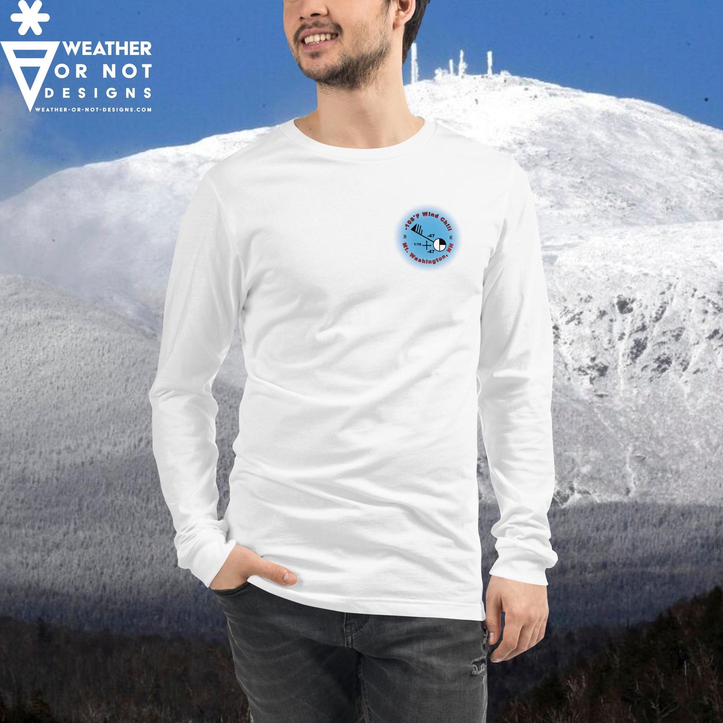 -108˚F Wind Chill Mt. Washington (back) Long Sleeve Tee