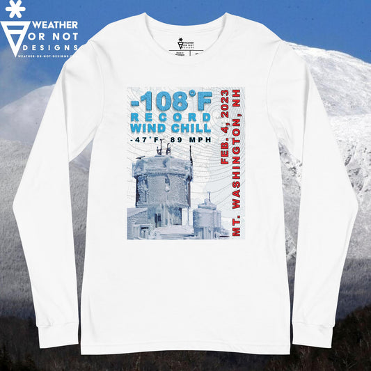 -108˚F WIND CHILL MT. WASHINGTON (front) Long Sleeve Tee