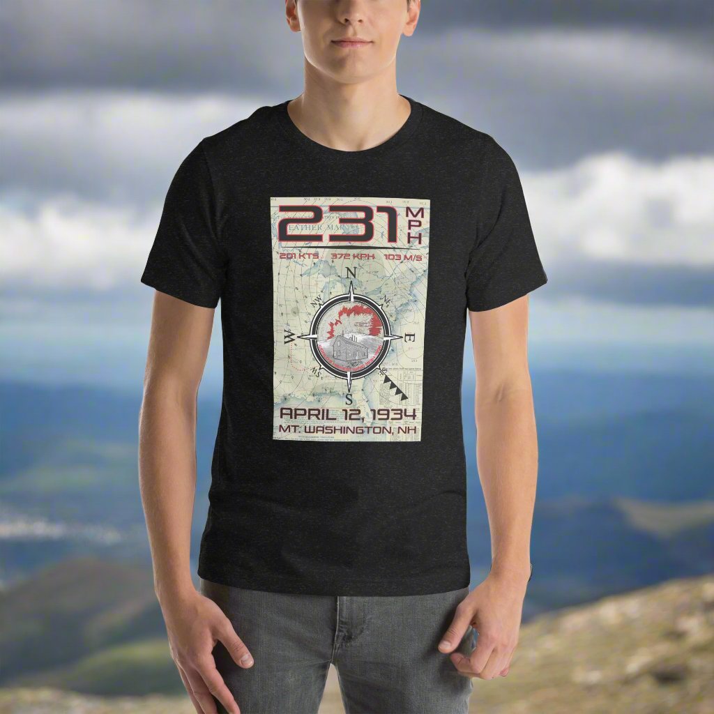 231 mph Wind on Mt. Washington, NH - (FRONT) T-shirt