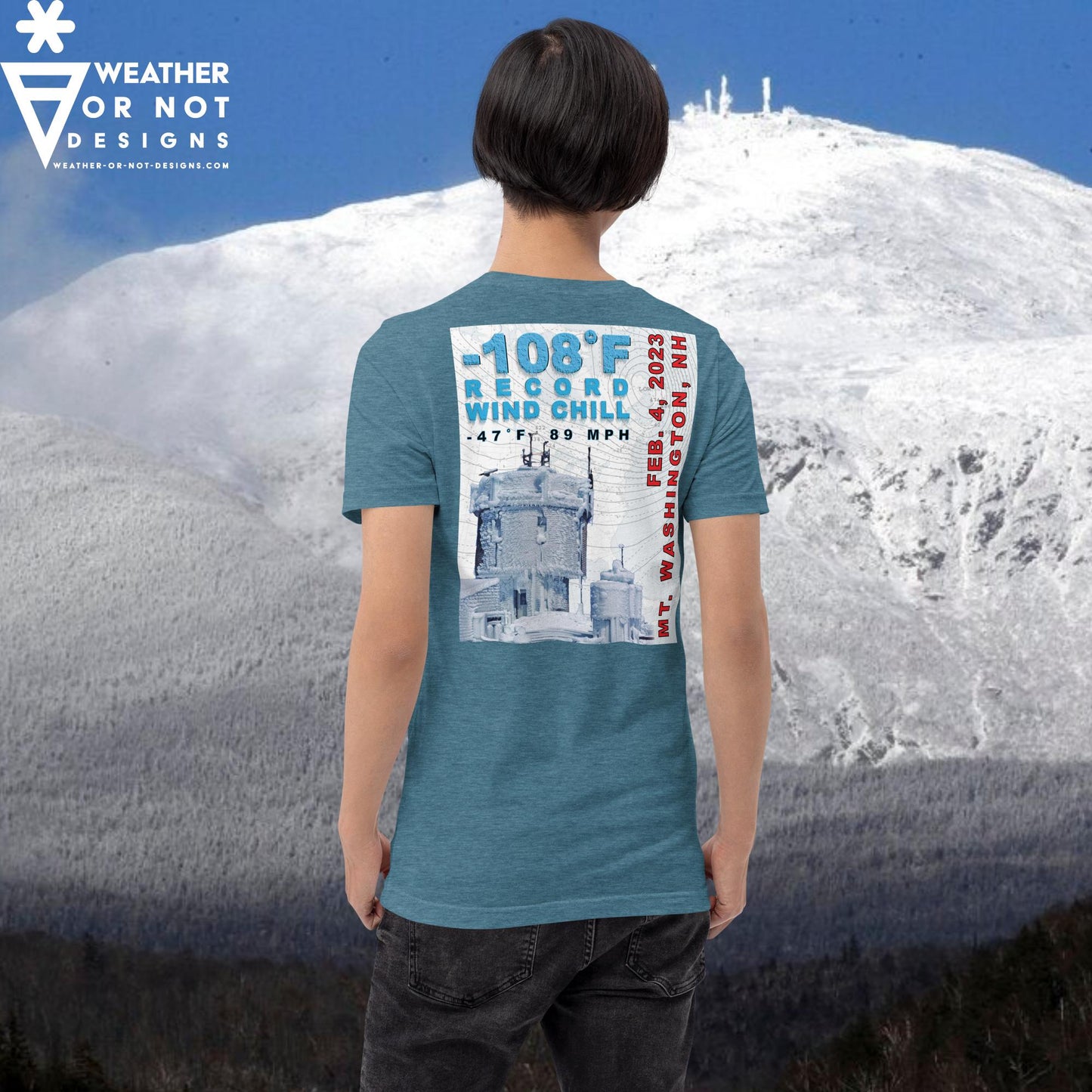 -108˚F WIND CHILL Mt. Washington, NH (back) T-shirt