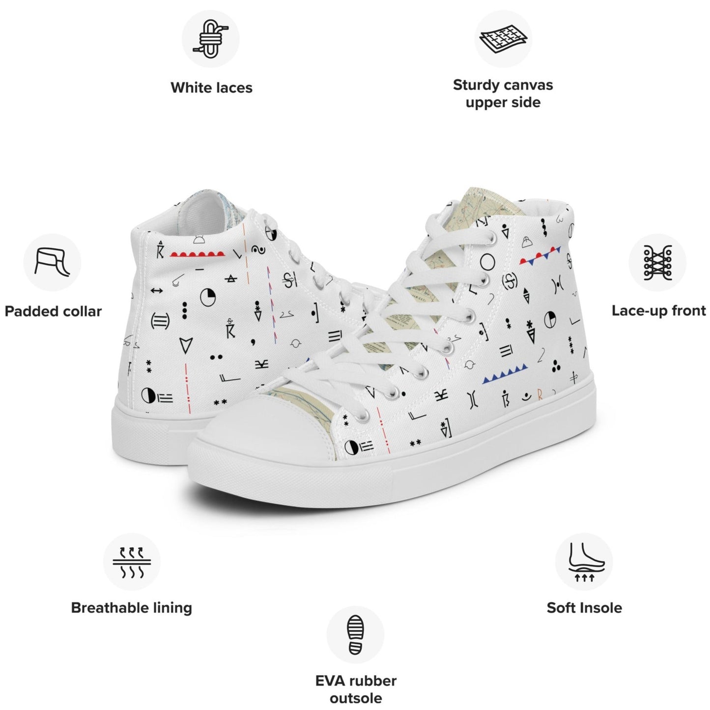 Weather Map Symbols Women’s High Top Canvas Shoes