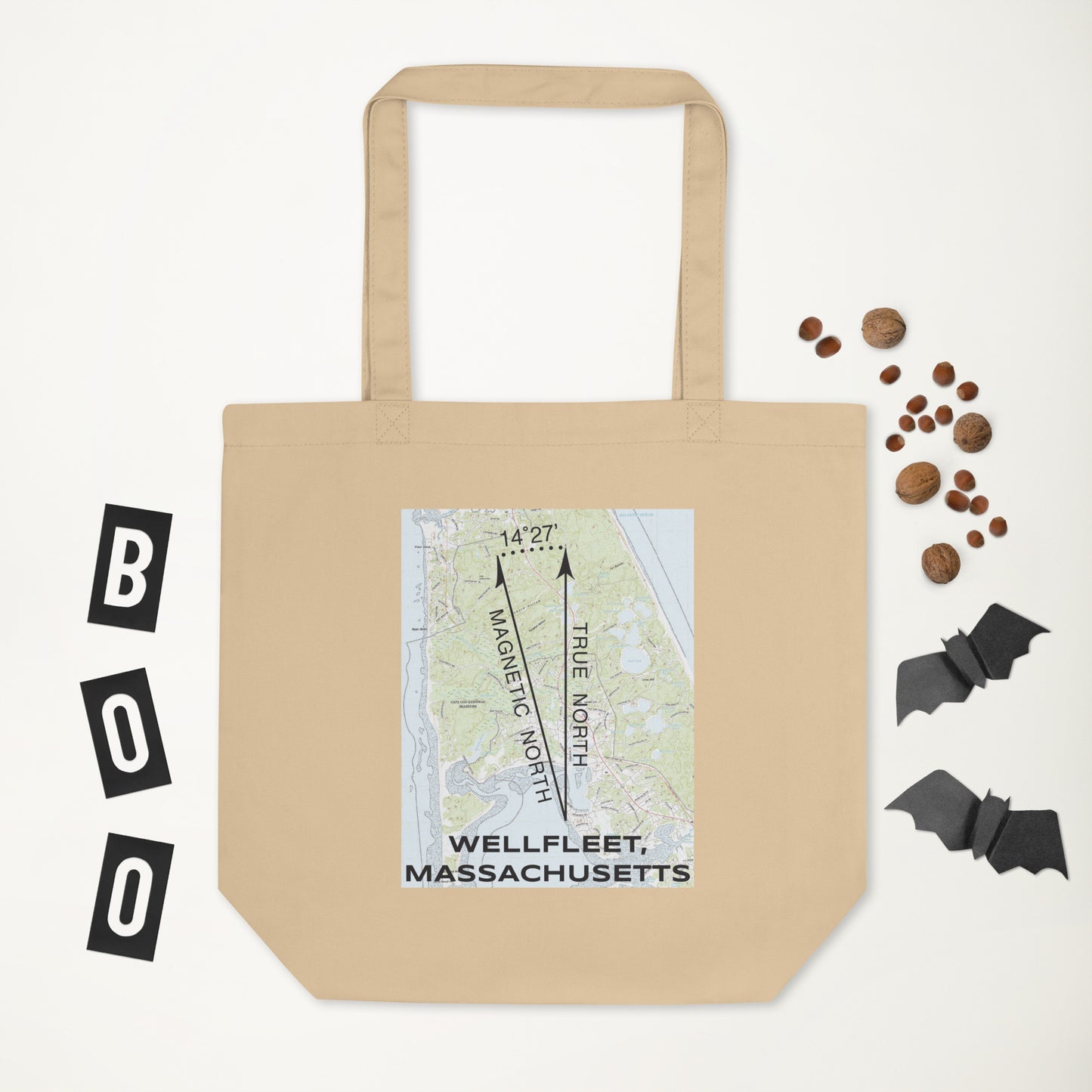 Wellfleet, MA True North Topo Eco Tote Bag