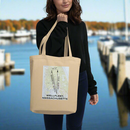 Wellfleet, MA True North Topo Eco Tote Bag