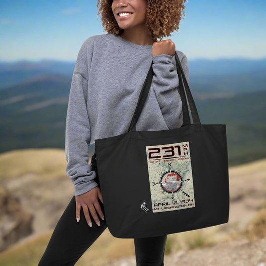 231 MPH WIND Mt. WASHINGTON Large Organic Tote