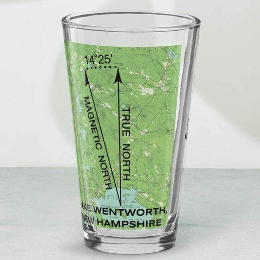 Lake Wentworth, NH - True North Old Topo Pint Glass