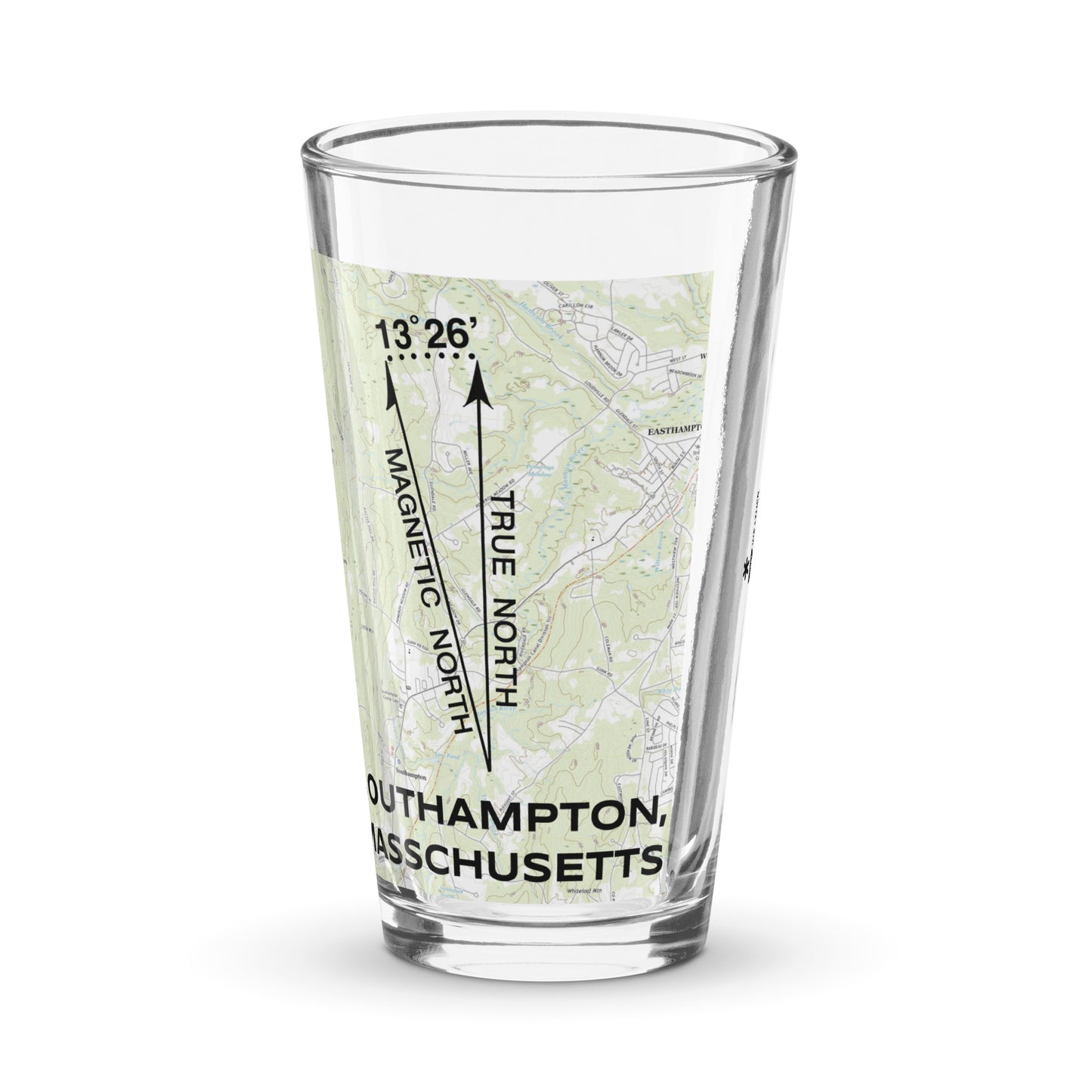 Southampton, MA - True North Topo Pint Glass