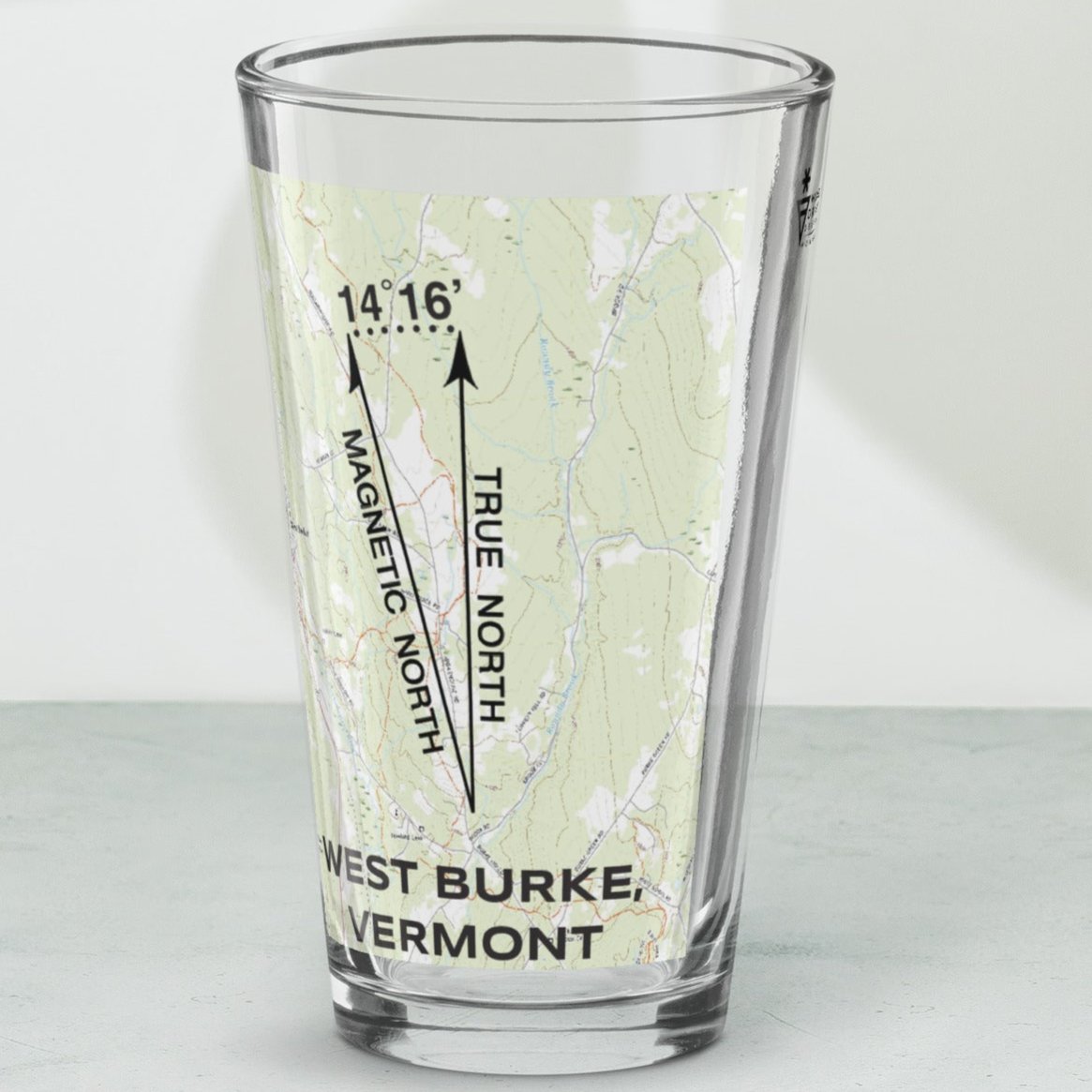 West Burke, VT - True North Topo Pint Glass