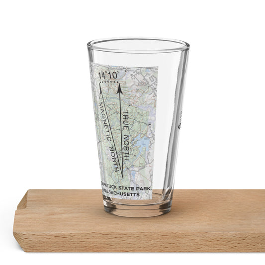 Wompatuck SP, MA - True North Topo Pint Glass