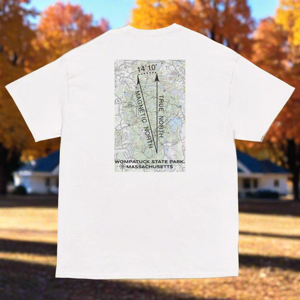 Wompatuck State Park, MA - True North Topo ON BACK T-Shirt