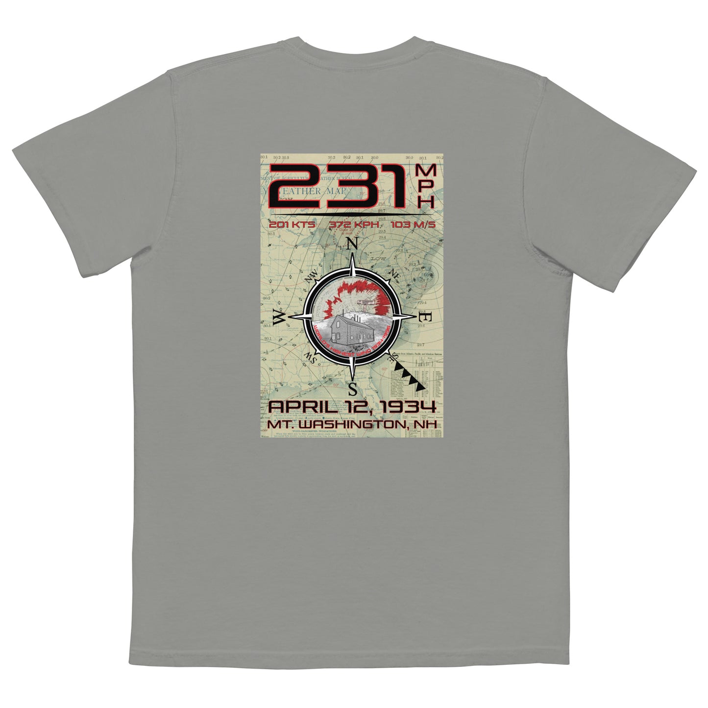 Mt Washington, NH - 231 mph Unisex pocket t-shirt
