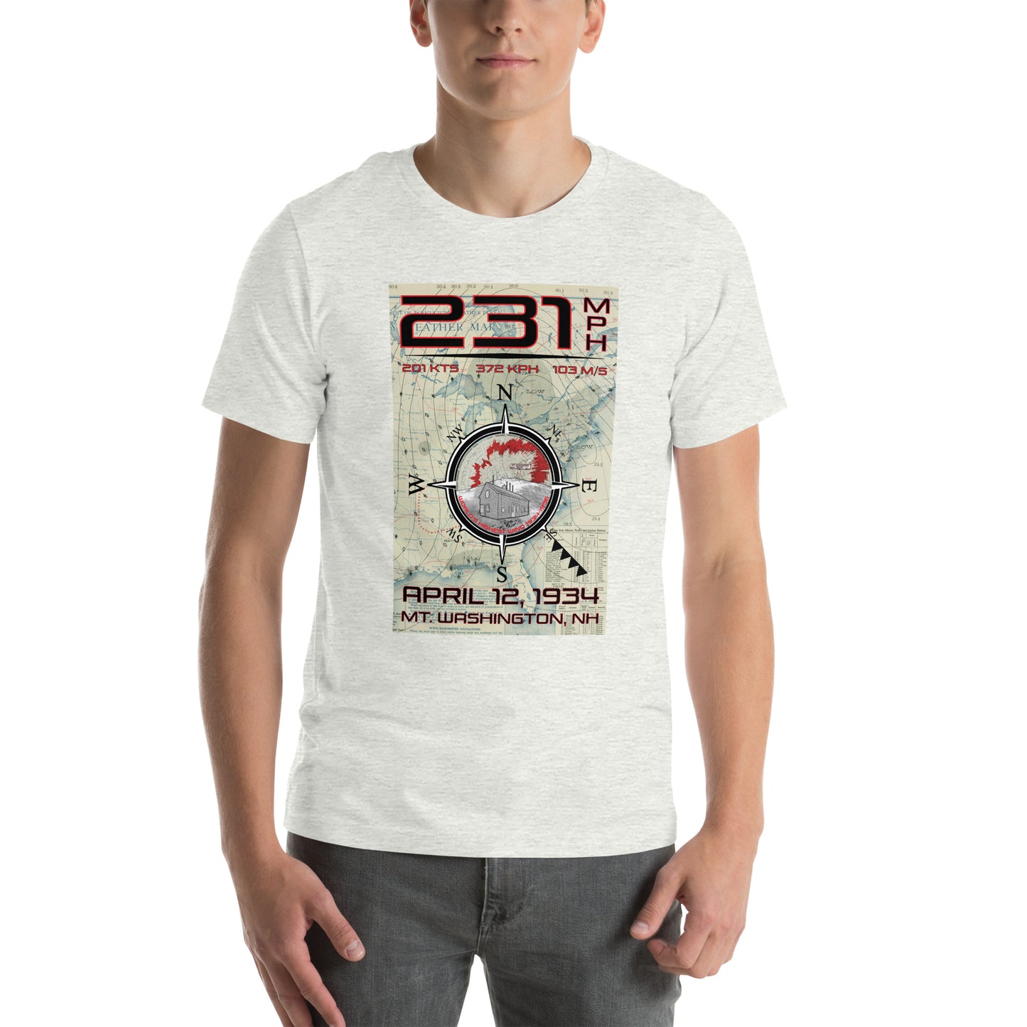 231 MPH Record Wind Mt Washington (FRONT) T-shirt