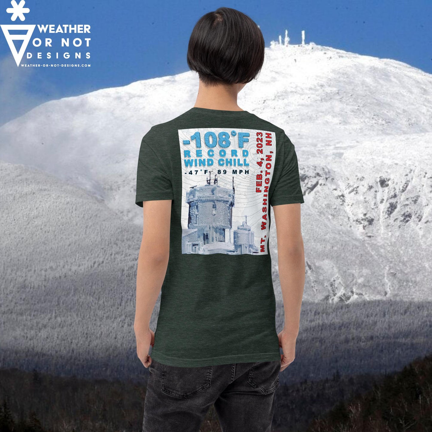 -108˚F WIND CHILL Mt. Washington, NH (back) T-shirt