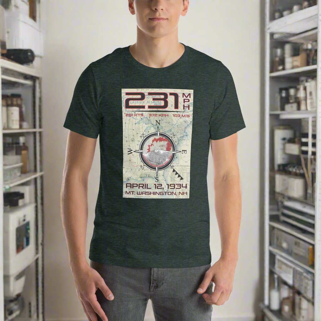 231 MPH Record Wind Mt Washington (FRONT) T-shirt