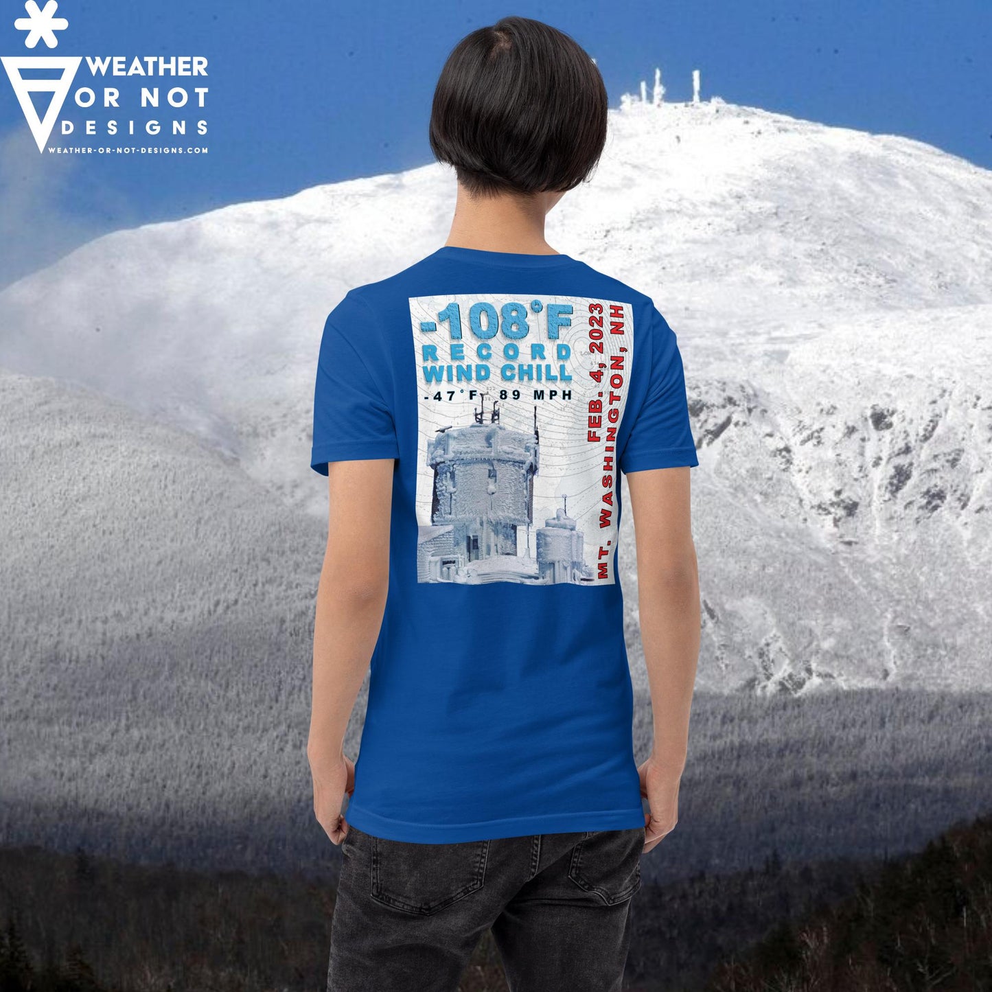 -108˚F WIND CHILL Mt. Washington, NH (back) T-shirt