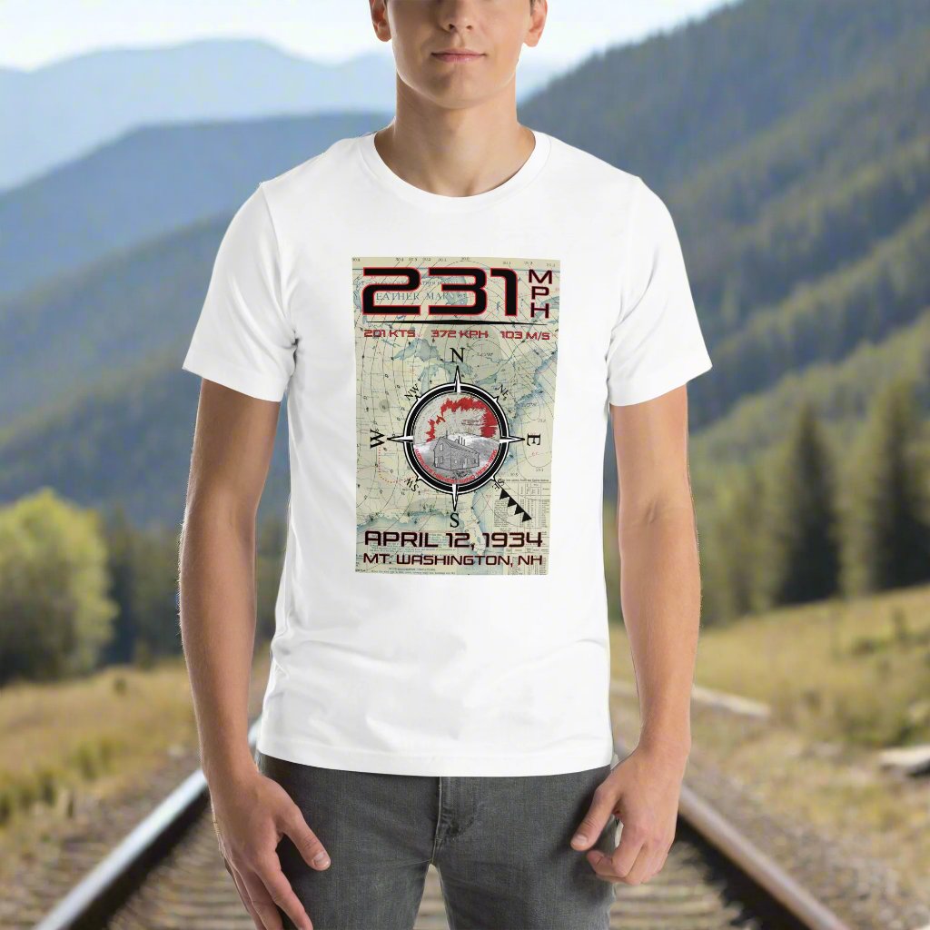 231 MPH Record Wind Mt Washington (FRONT) T-shirt