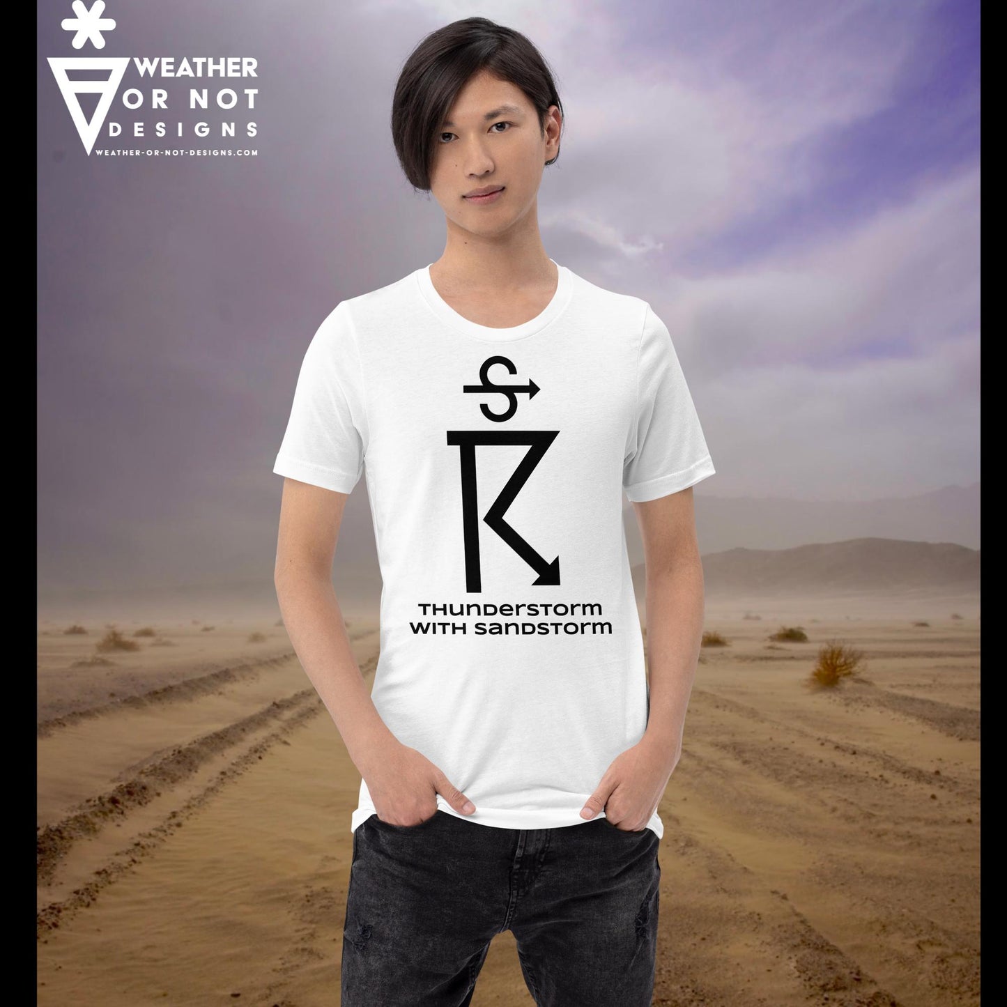 THUNDERSTORM WITH SANDSTORM  Wx Symbol (98) Tee